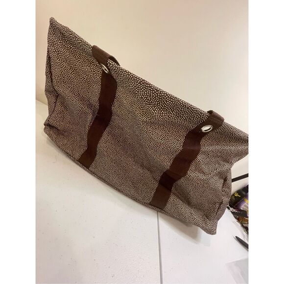 Thirty One brown white polka dot large utility tote - Picture 1 of 5